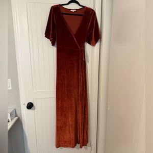 Baltic Born Rust Velvet Wrap Maxi Dress